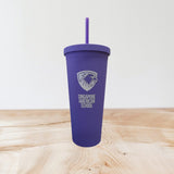 Double wall matte acrylic cup with lid and straw