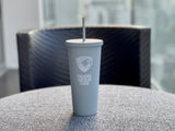 Double wall matte acrylic cup with lid and straw