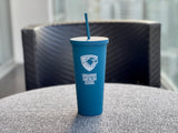 Double wall matte acrylic cup with lid and straw