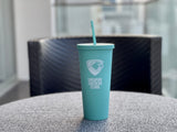 Double wall matte acrylic cup with lid and straw