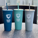 Double wall matte acrylic cup with lid and straw