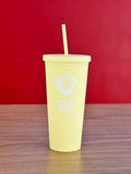 Double wall matte acrylic cup with lid and straw