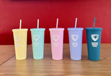 Double wall matte acrylic cup with lid and straw