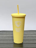 Double wall matte acrylic cup with lid and straw