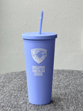 Double wall matte acrylic cup with lid and straw
