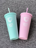 Double wall matte acrylic cup with lid and straw