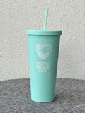 Double wall matte acrylic cup with lid and straw